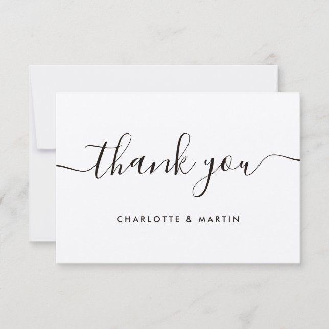 Minimalist Modern Script Kraft Paper Thank You Card (Front)