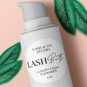 Minimalist Modern Script Logo Lash Bath Cleanser Classic Round Sticker