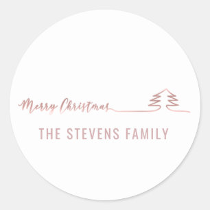 Minimalist modern script Merry Christmas Christmas Classic Round Sticker