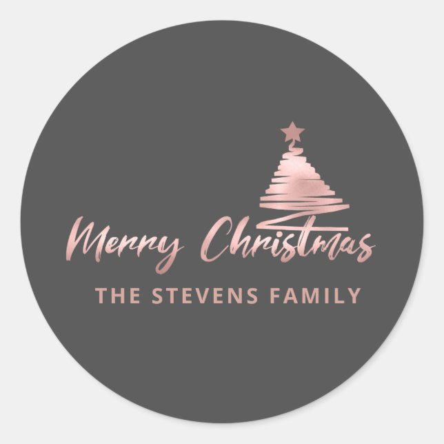 Minimalist modern script Merry Christmas  Classic Round Sticker (Front)