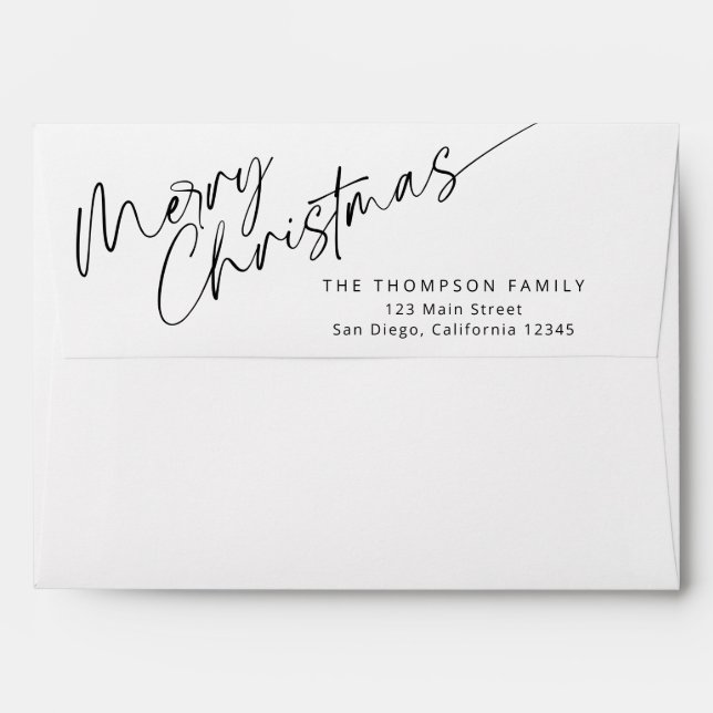 Minimalist Modern Script Merry Christmas Envelope (Back (Top Flap))