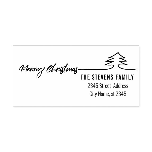 Minimalist modern script Merry Christmas Rubber Stamp (Imprint)
