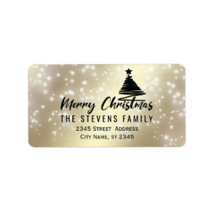 Minimalist modern script Merry Christmas sparkle Label
