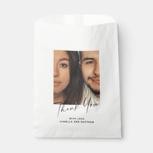 Minimalist Modern Script Personalised Custom Photo Favour Bags (Front)