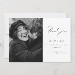 Minimalist Modern Script Photo Wedding Thank You Card