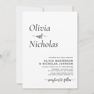 Minimalist Modern Script QR Code Photo Wedding Invitation