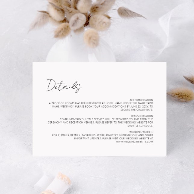 Minimalist Modern Script Simple Clean White Enclosure Card (Creator Uploaded)