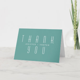 Minimalist Modern Script Turquoise Thank You Photo Card