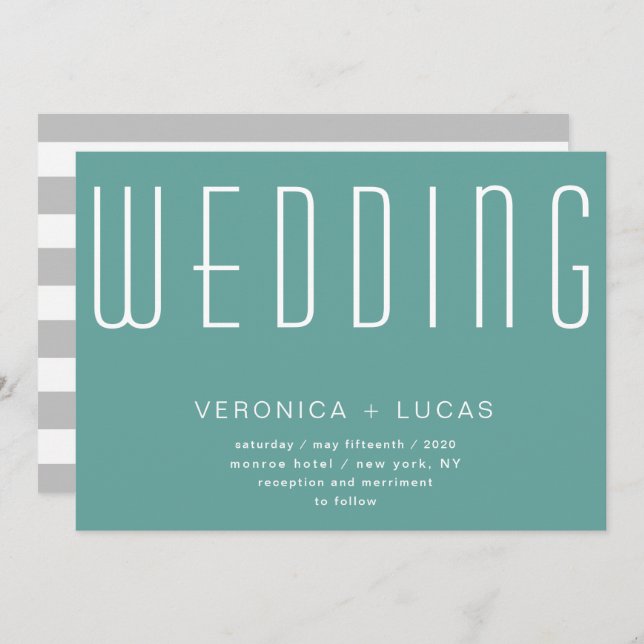 Minimalist Modern Script Turquoise Wedding Invitation (Front/Back)
