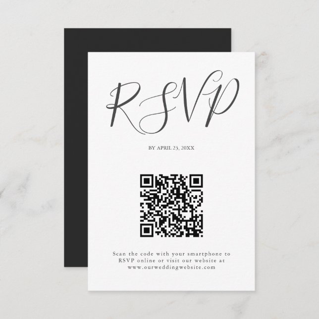 Minimalist modern script typography wedding RSVP card (Front/Back)