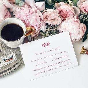 Minimalist Modern Script Wedding Meal Choice RSVP Card