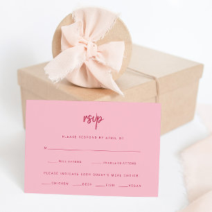 Minimalist Modern Script Wedding Meal Choice RSVP Card