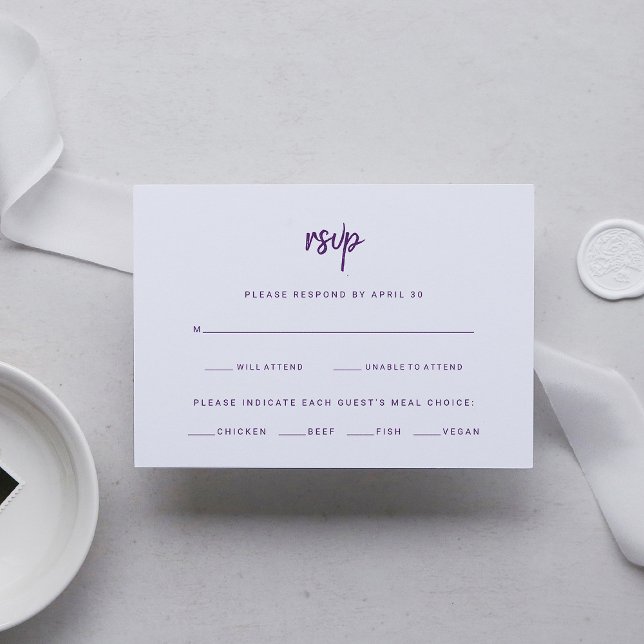 Minimalist Modern Script | Wedding Meal Choice RSVP Card (Creator Uploaded)