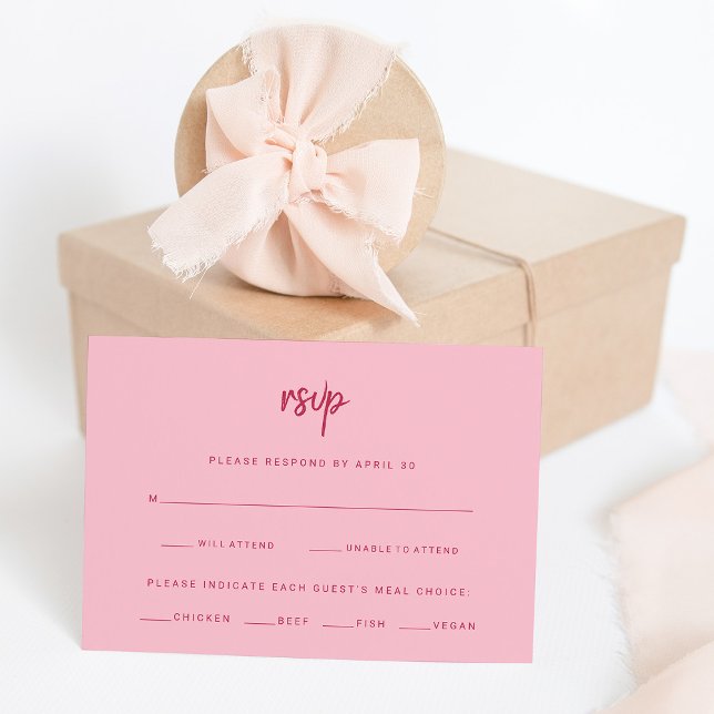Minimalist Modern Script | Wedding Meal Choice RSVP Card (Creator Uploaded)