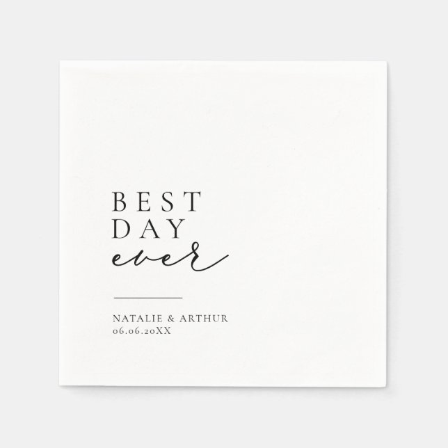 Minimalist Modern Script Wedding Napkin (Front)
