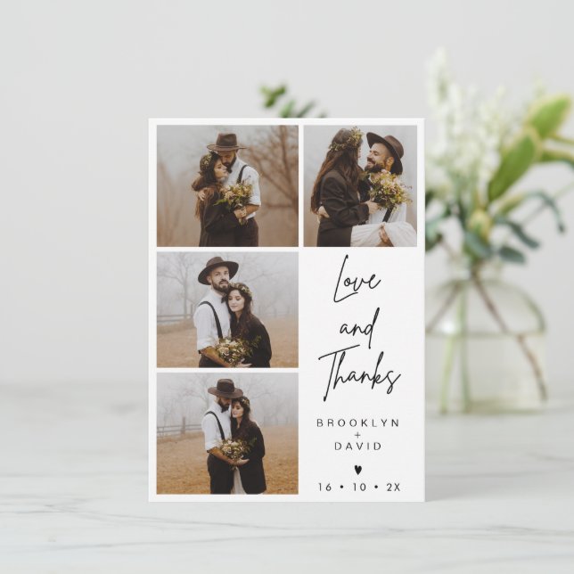 Minimalist Modern Script Wedding Photo Card (Standing Front)