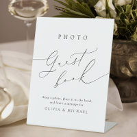Minimalist Modern Script Wedding Photo Guest Book