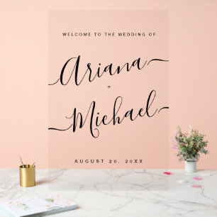 Minimalist Modern Script Welcome Wedding Acrylic Sign