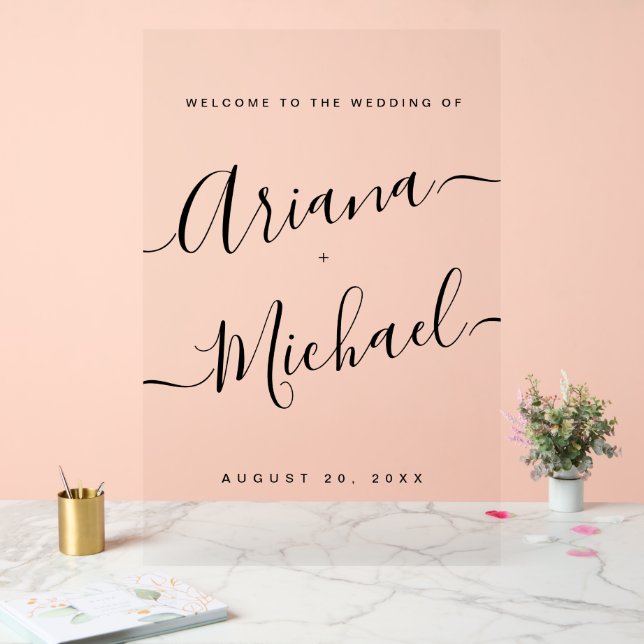 Minimalist Modern Script Welcome Wedding Acrylic Sign (Wedding)