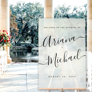 Minimalist Modern Script Welcome Wedding Frosted Acrylic Sign
