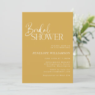 Minimalist Modern Script Yellow Bridal Shower Invitation