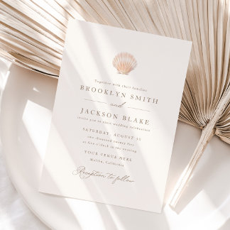Minimalist Modern Sea Shell Beach Wedding Invitation