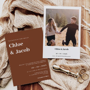 Minimalist Modern Serif Font Terracotta Wedding Invitation