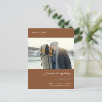 Minimalist Modern Sienna Brown Photo Save The Date