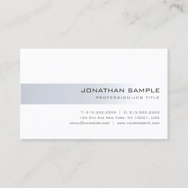 Minimalist Modern Silver Trendy Professional Plain Business Card (Front)