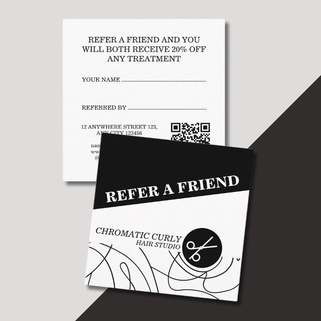 Minimalist Modern Simple Black And White Line  Referral Card (Creator Uploaded)