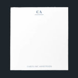 Minimalist Modern Simple Blue Monogram Personal  Notepad<br><div class="desc">Personalised notepad with a professional simple minimalist modern aesthetic in blue.</div>