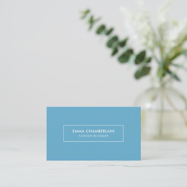 Minimalist Modern Simple Boho Blue Business Card (Standing Front)