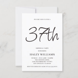Minimalist Modern Simple Calligraphy 37th Birthday Invitation