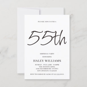 Minimalist Modern Simple Calligraphy 55th Birthday Invitation