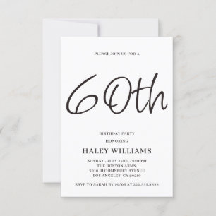 Minimalist Modern Simple Calligraphy 60th Birthday Invitation