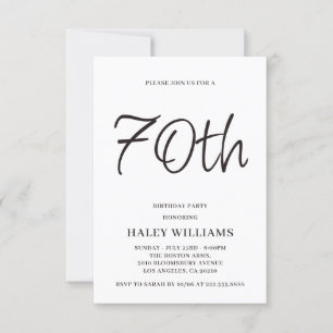 Minimalist Modern Simple Calligraphy 70th Birthday Invitation