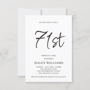 Minimalist Modern Simple Calligraphy 71st Birthday Invitation