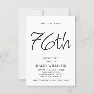 Minimalist Modern Simple Calligraphy 76th Birthday Invitation