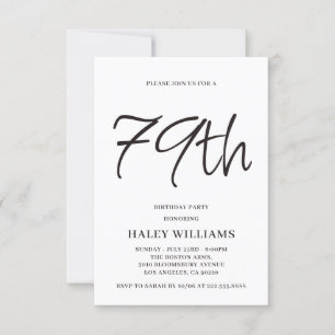 Minimalist Modern Simple Calligraphy 79th Birthday Invitation