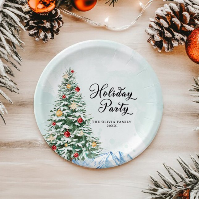 Minimalist Modern  Simple Christmas Tree  Paper Plate (Minimalist Modern Simple Christmas Tree Paper Plates)