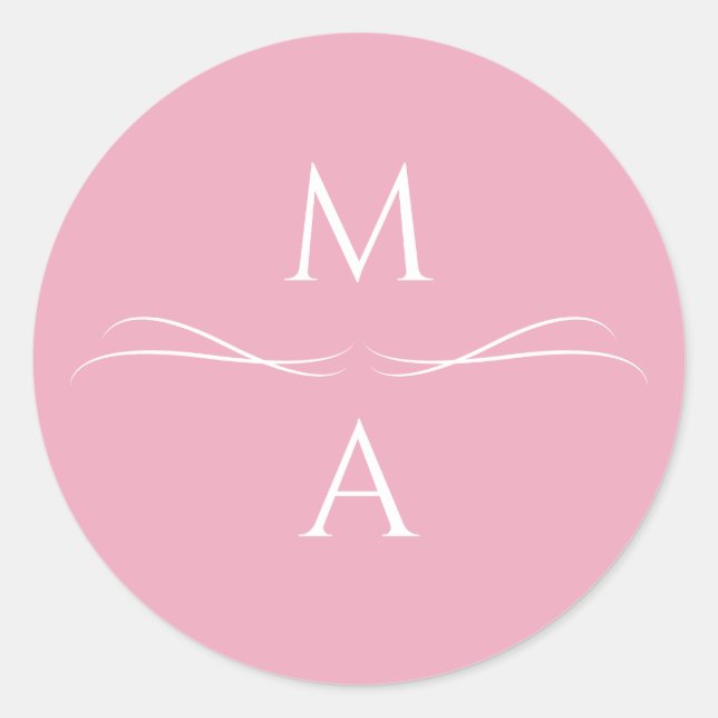 Minimalist Modern Simple Dusty Rose Pink Initials Classic Round Sticker (Front)