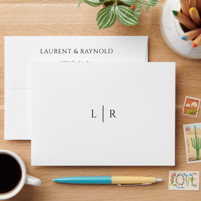 Minimalist Modern Simple Elegant White Wedding Envelope (Desk)