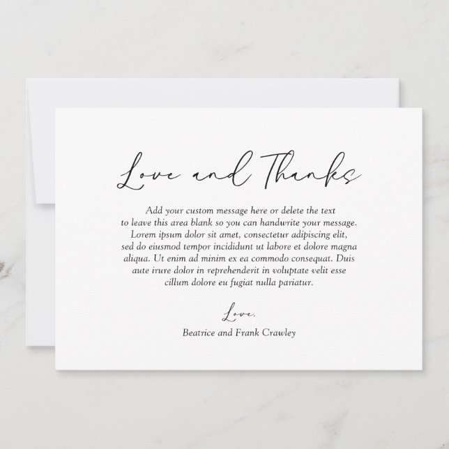 Minimalist Modern Simple Formal Elegant Wedding Thank You Card (Front)