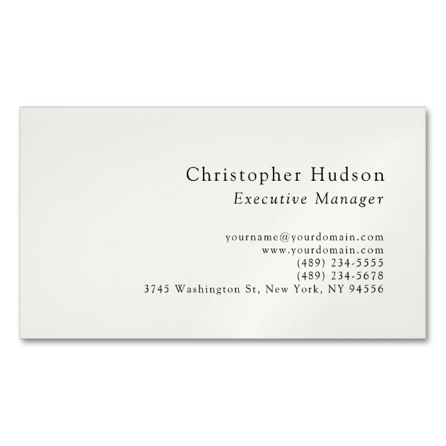 Minimalist Modern Simple Plain  Magnetic Business Card (Front)