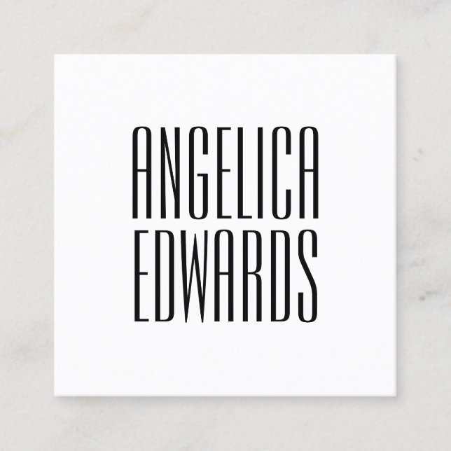 Minimalist modern simple trendy bold black & white square business card (Front)