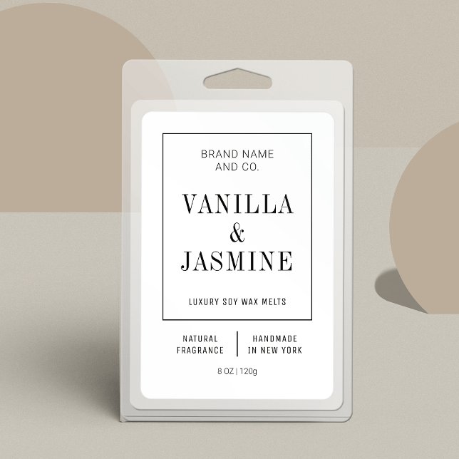 Minimalist Modern Simple Wax Melts Product Label (Minimal rectangle product label with fully editable text, colors & layout. Great for wax melts)