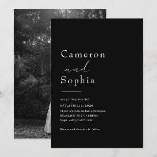 Minimalist Modern Simple Wedding black and white Save The Date