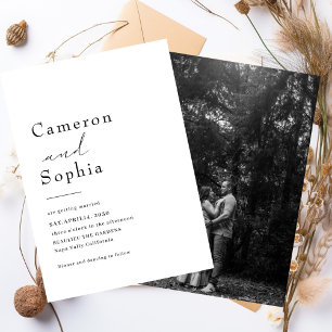 Minimalist  Modern Simple Wedding black and white  Save The Date