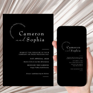 Minimalist Modern Simple Wedding black and white Save The Date