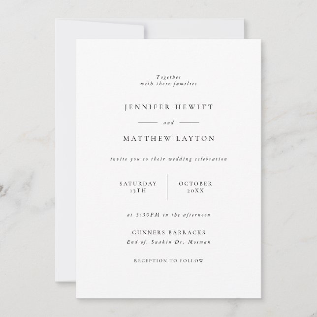 Minimalist & modern simple wedding invitation (Front)